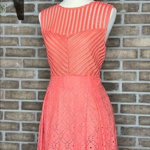 New York & Company Size Large Coral Fit & Flare Dress